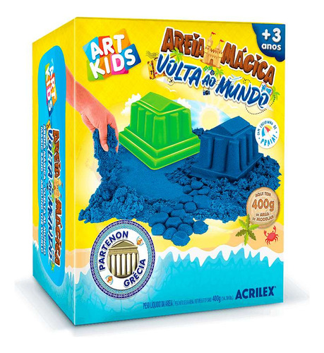 Brinquedo Areia Mágica Volta Ao Mundo Partenon 400g Art Kids