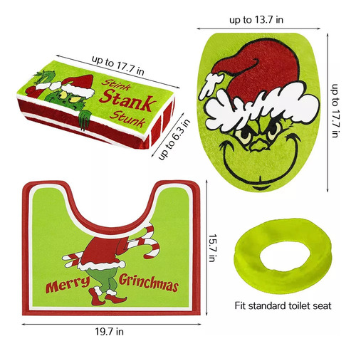 Juego De Baño Navideño Grinch Con Tapete