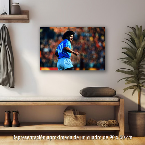 Cuadro Futbol Maradona - Messi 90x60cm Impreso Lienzo Canvas Diego Napoli