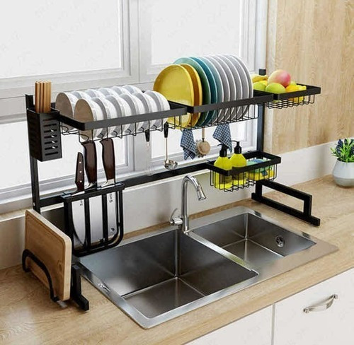 Escurridor De Platos Para Pileta Color Negro