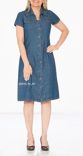 Vestido Jean Largo Con Mangas Chambray, Casual, Moda