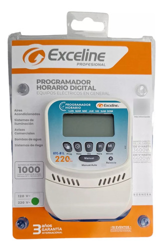 Reloj Programador Horario Digital Exceline 220v