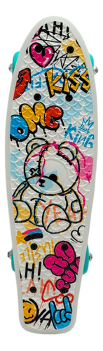Skate Infantil Semi Profissional Mini Cruiser Montado Cor Rosa