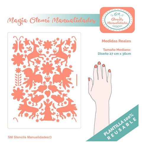Imagen 4 de 4 de Stencil Magia Otomí Med Plantilla Reusable Para Manualidades
