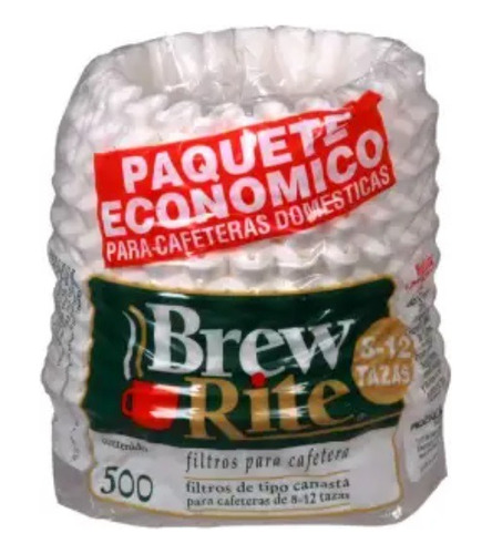 Filtros Para Café Brew Rite Para Cafetera 500 Pzs 8-12 Tazas