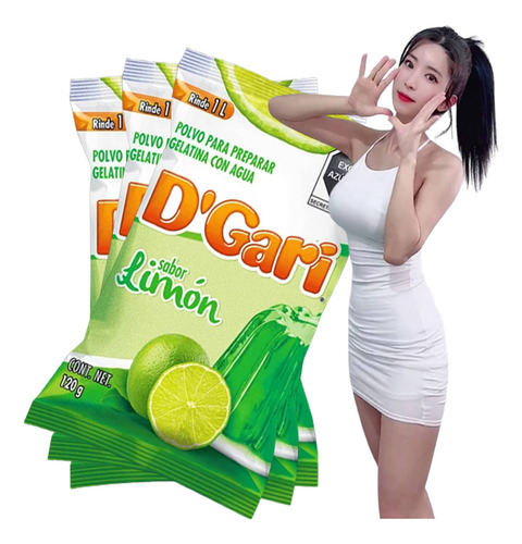 Dgari® 3 Gelatinas De Agua Sabor Limón Rinde Un Litro Wow
