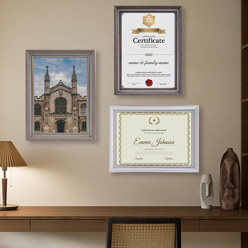 Nuhexry 10pzs Marcos Para Diplomas A4 Con Doble Gancho | Colgador Horizontal/vertical | Molduras De Madera Sólida Para Cuadros Decorativos | Certificados, Fotos Y Recuerdos(lino)