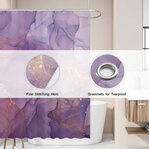 Cortina De Ducha De Mármol Morado Allenjoy Patrón Elegante D