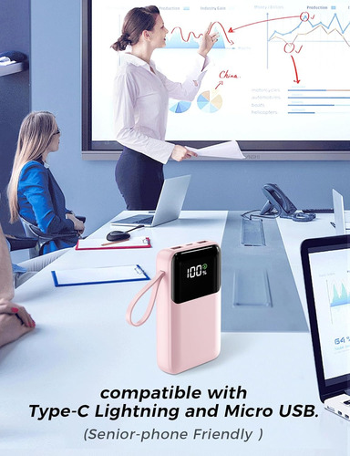 Cargador Portátil 15000 Mah Con Cable Integrado