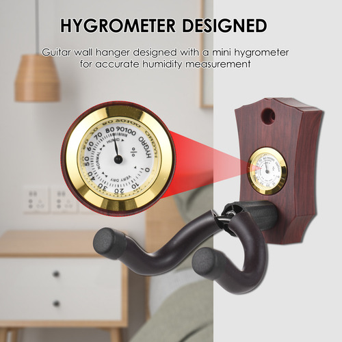 Soporte De Pared Para Guitarra 2 En 1 Con Higrómetro E Instr