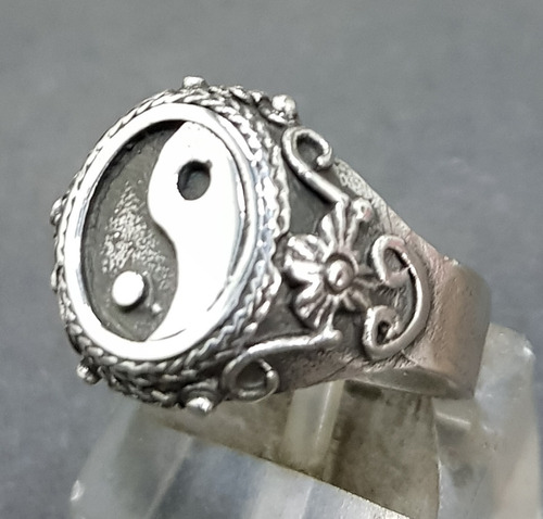 Anillo Yin Yang En Plata 1 X 1,2 Cm 7,5 Gr Art 876