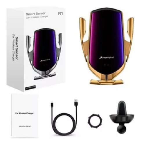 Cargador Inalámbrico R1 De Carga Rápida Para Coche Dorado Oscuro