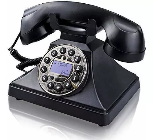 Teléfono vintage europeo, teléfono fijo clásico, teléfono con cable antiguo  con pantalla LCD, teléfono de oficina en casa con cable con función de
