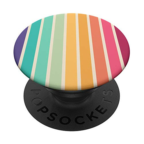 Vintage Rainbow Stripe Diseño Patrón Popsockets 5fz7x