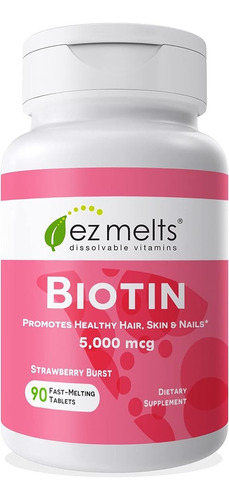 Ez Melts Biotin 5000mcg 90und Salud De Uñas Piel Y Cabello