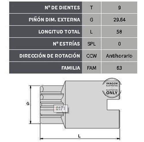Bendix De Arranque Tipo Lucas 9 Dientes Barril