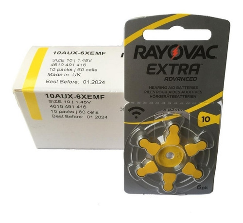 Imagen 5 de 5 de 60 X Pilas Audifono Rayovac 10 Pr70 Extra Advanced San Marti