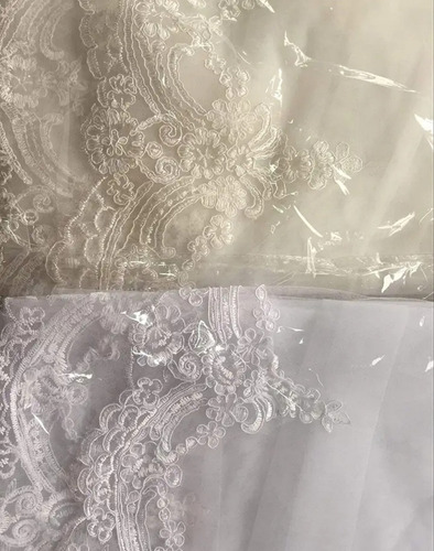 Velo De Novia Tipo Catedral Encaje De Flores Con Peine 3 M Ivory