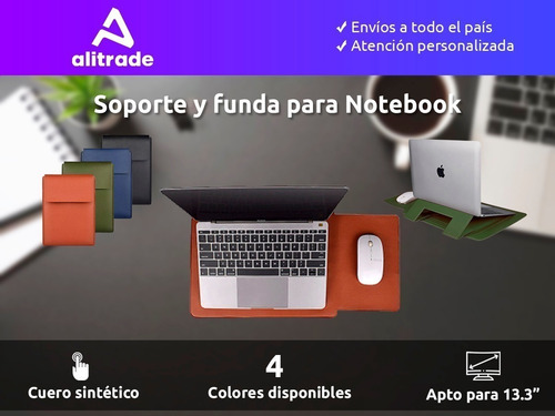Imagen 2 de 10 de Funda Para Notebook 3en1 Soporte Mouse Pad 13.3 Impermeable