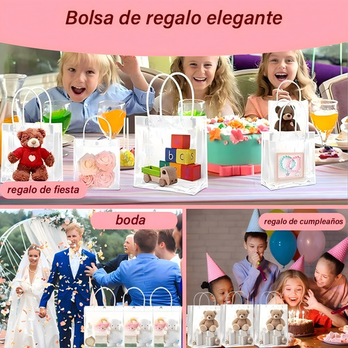 40 Bolsa Regalo Con Asa Transparentes Boda Bautizo Recuerdos