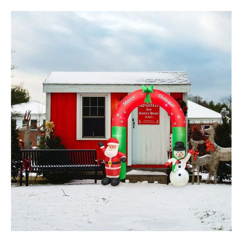 Parque Infantil Con Arco Inflable De Papá Noel Y Muñeco De N
