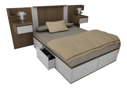 Cama Con Cajones Box Sommier 2 Plazas 4 Cajones Y Zapatero Doble Para Colchon 170cm