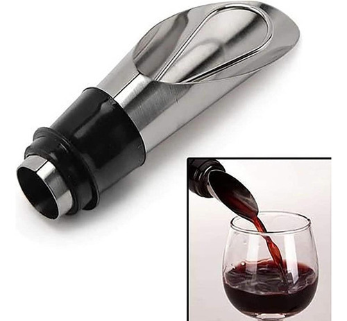 Tampa Rolha Funil Para Garrafa Vinho Com Bico Dosador Inox