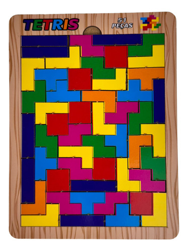 Quebra Cabeça Educativo Tetris Combinação De 51 Peças Mdf