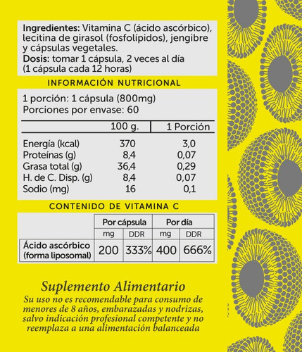Imagen 5 de 5 de Vitamina C Liposomal - Wellplus (60 Caps)