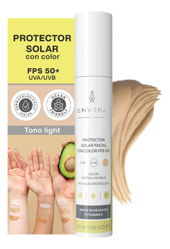 Protector Solar Facial Uv Defender 50ml Con Color Envera Color Light