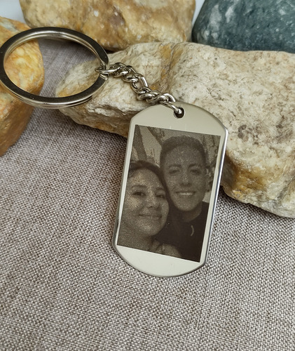 Foto Llavero Acero Personalizado Grabado Laser Plateado