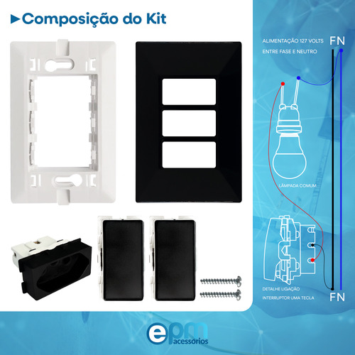 10 Interruptor 2 Teclas Simples + Tomada 10a 2p+t Espelho