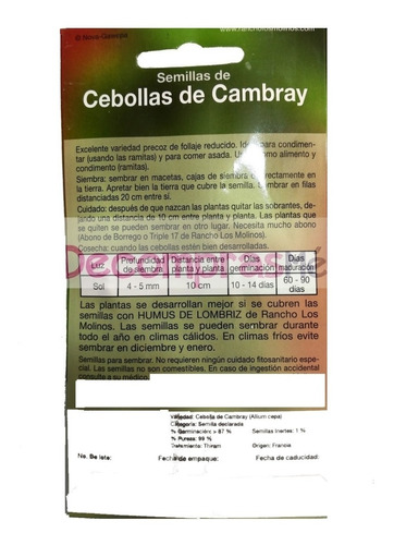 700 Semillas De Cebollas Cambray Hortaliza 634