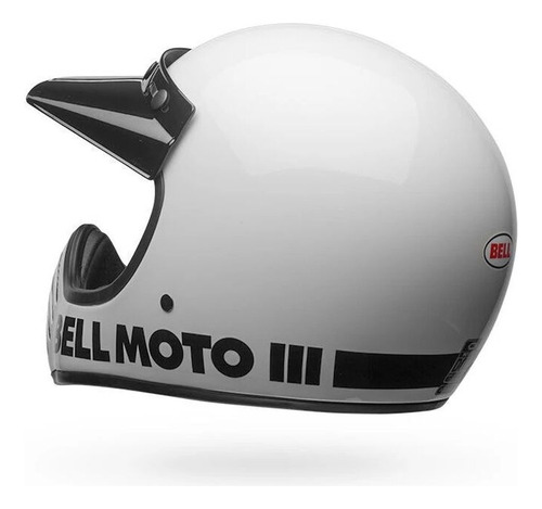Casco Moto Bell Moto-3 Integral Sin Visor Fibra De Vidrio Blanco Classic Gloss White Xl