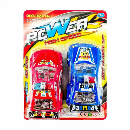Set De Autos Policía X 2 Azul Y Rojo Power High Speed - Otec