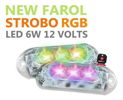 Par De Farol Strobo Rgb Ajk Com 3 Leds 12v 6w Endereçável