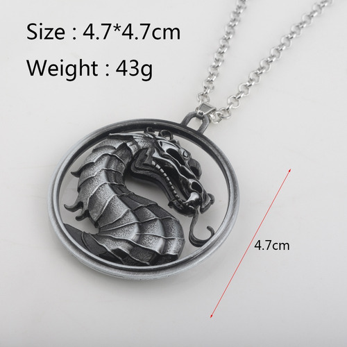 Mortal Kombat Dije Collar Dragon Plateado Raiden Sonya Cage