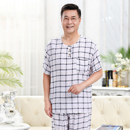 Conjunto De Pijama De Algodón De Verano Para Hombre, Casual,