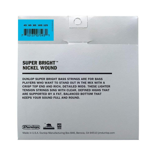 Dunlop Dbsbn45125 Super Brillante Cuerdas, Herida Níquel, Me