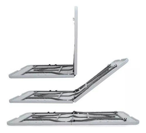 Mesa Plegable De Plástico Portátil 240cm Tipo Portafolio Color Blanco