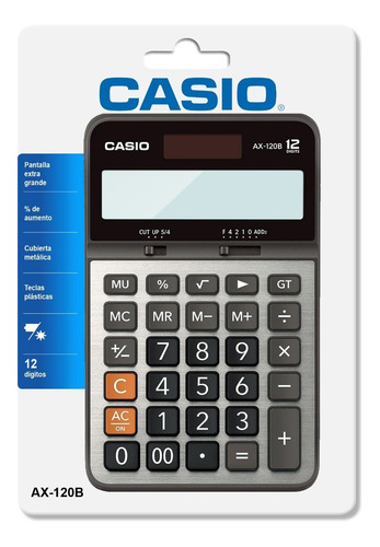 Imagen 3 de 5 de Calculadora De Escritorio Casio Ax-120b, 12 Dig Solay Y Pila