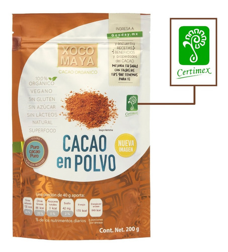 Imagen 3 de 8 de Polvo De Cacao Orgánico 500 G Xoco Maya