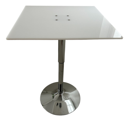 Mesa Comedor Acrílico Cuadrada Moderna Regulable Blanco Plateado