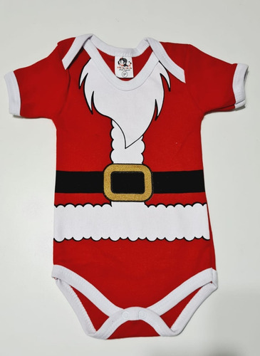 Imagem 2 de 5 de Body Papai Noel Com Gorro Natal Bebê Menino Mesversário