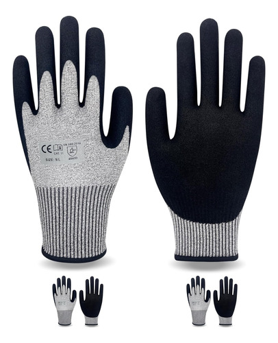 Men's Cut Resistant Gloves Hppe A5 Super Grip Nitrile Coated