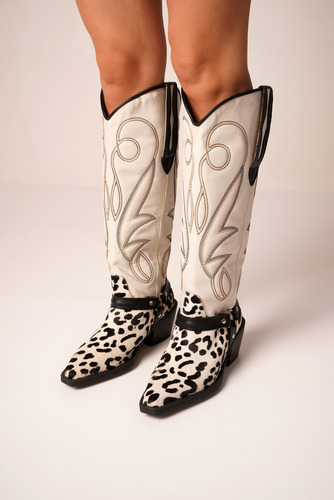 Botas Texanas Mujer Caña Alta Taco Foliado Cuero 100% Ibiza