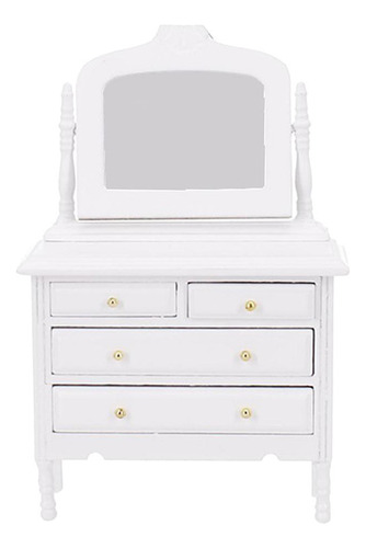 Casa De Muñecas Miniatura De Madera Blanca Cómoda 1/12