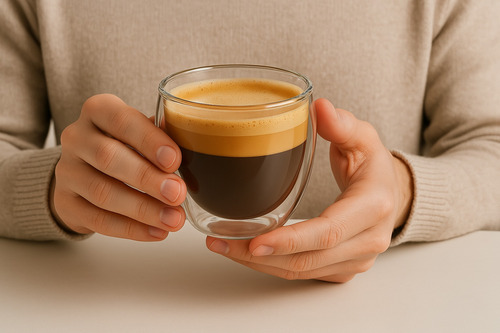 Set 6 Tazas Espresso Doble Pared 80ml Frio Caliente Sin Asa Transparente