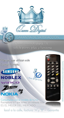 Control Remoto Tv Para Samsung Noblex Winco Zenith Nokia