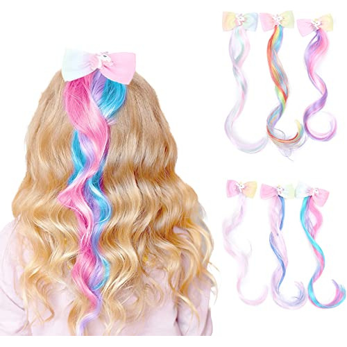 Airxing 6pcs Kids Girls Hair Extension Colorful Zswnp